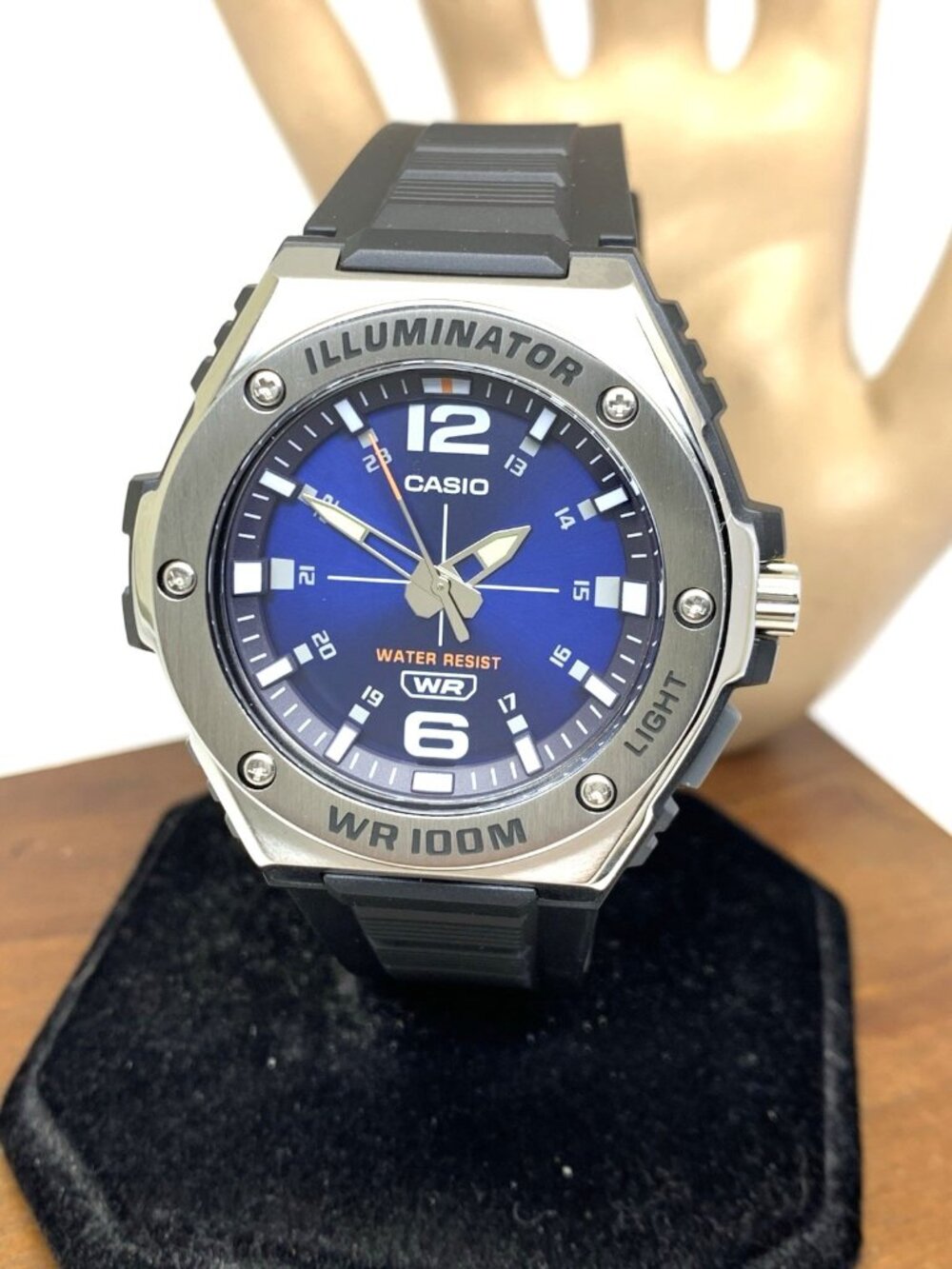 Casio Men's Watch MWA100H Quartz Blue Dial Analog 42mm Black Resin Band 5577